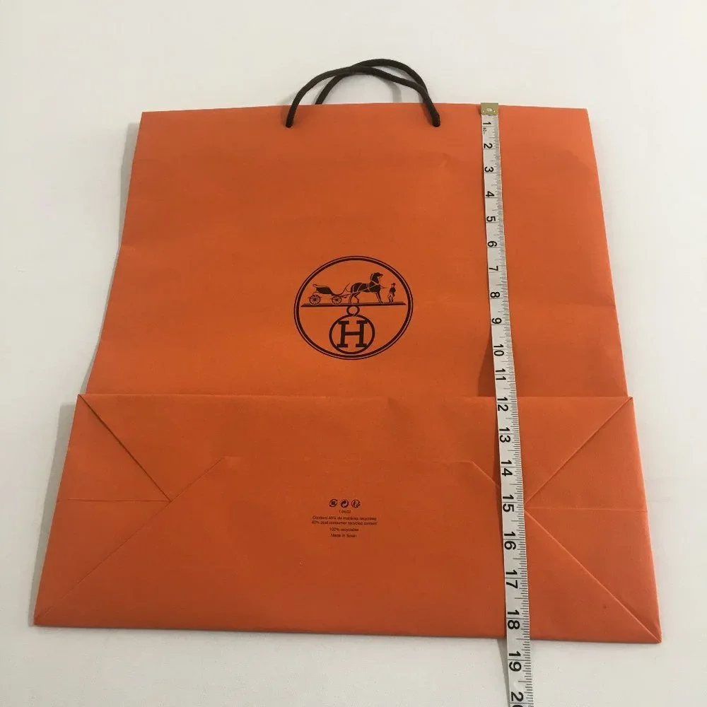 Hermes Authentic Paper Shopping Gift Bag 18.5 x 16.5 x 6.5 Rectangular Orange